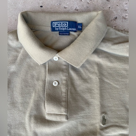 Polo Ralph Lauren Vintage Long Sleeve Mesh Pique Knit Polo Shirt in Fatigue XL - Picture 4 of 4